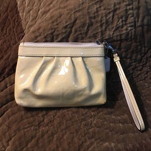 Coach Cream Patent Leather Wristlet